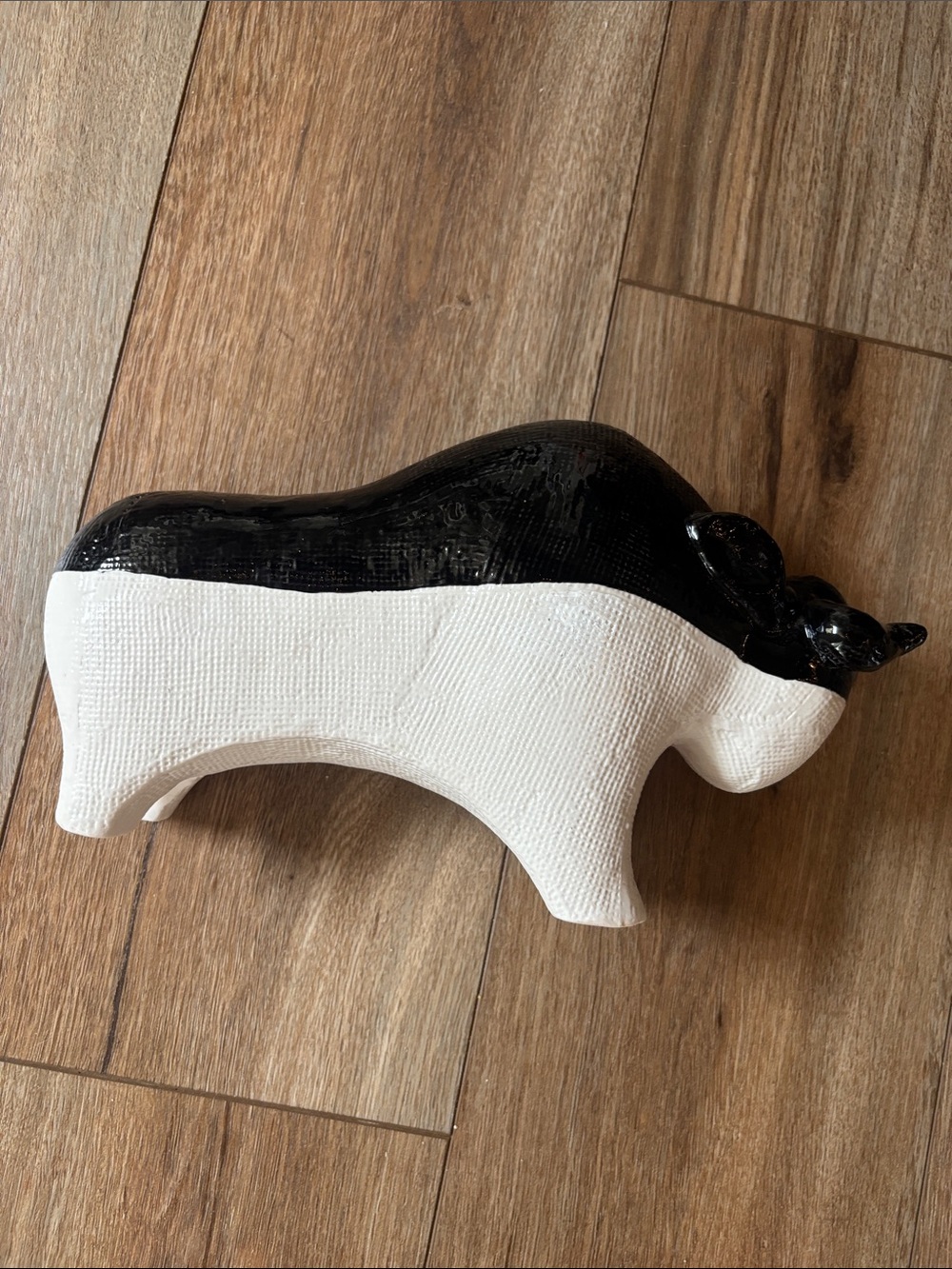 Black & White Ceramic Bull Accent Sculpture